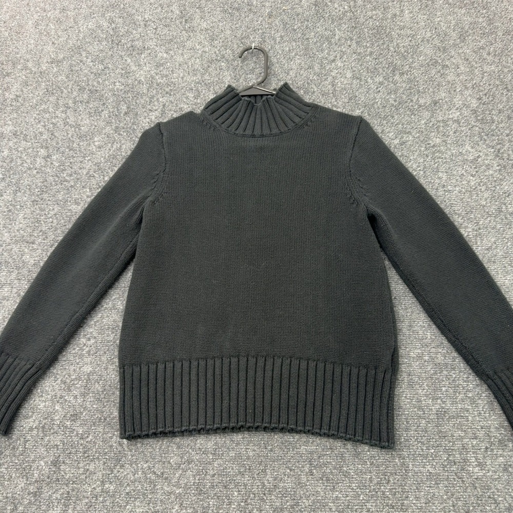 J Crew Sweater Womens XS Black Cotton Mock Neck Ribbed Casual Minimalist Style